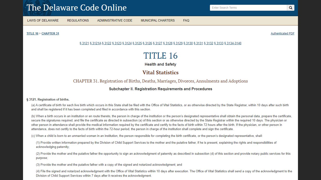 Delaware Code Online